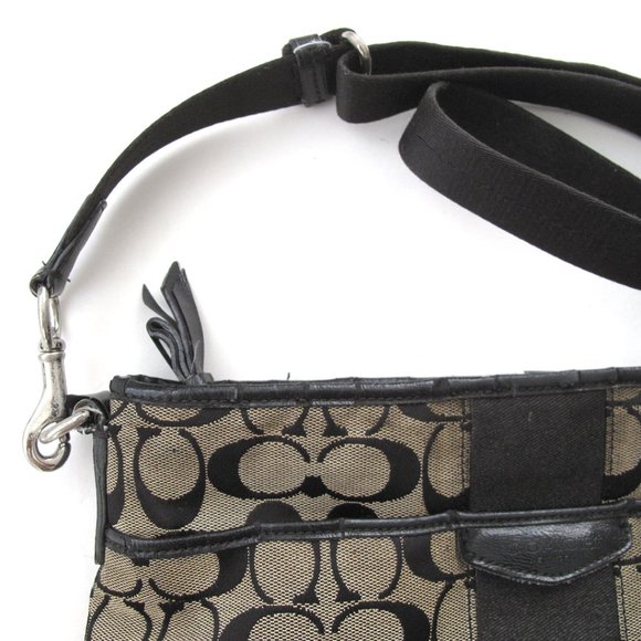 Coach Signature Crossbody monogram gray & Black Shoulder pre owned luxur… - Picture 7 of 11